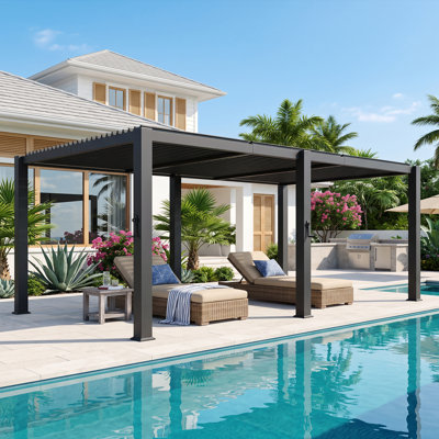 20 pi L 12 pi. D Pergola d'extérieur, pergola à persiennes, pergola en aluminium pour patio