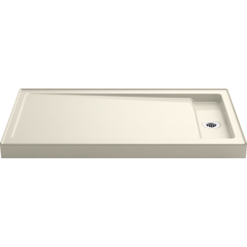 Bellwether 60" x 34" Single-Threshold Shower Base, Almond, Right Offset