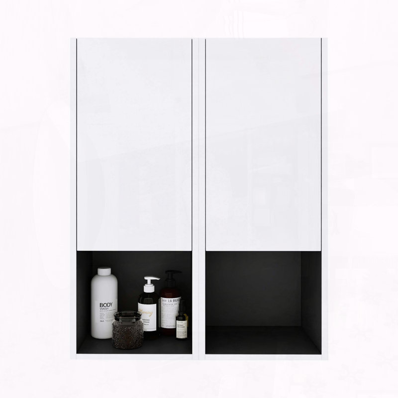 Set of 2 12-inch Wall-Mounted Bathroom Side Cabinets with Soft-Close Doors and Floating Design