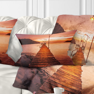 Coussin lombaire à coucher de soleil sur mer seascape