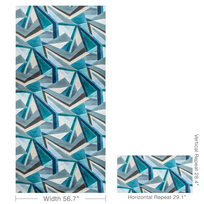 Rhapsody Roulade Print Linen Fabric, Navy/Teal