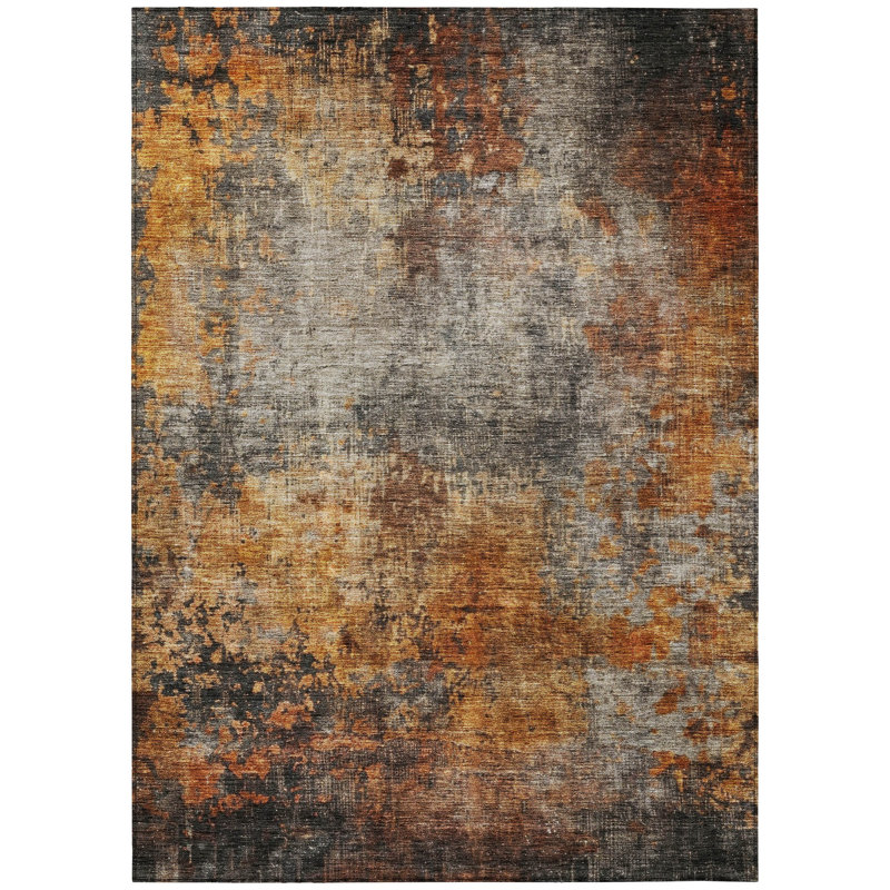 Tapis orange intérieur / extérieur lavable Nazeera , 5' x 7'6"