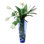 White Tulips Wrapped in Woven Blades in Blue Vase
