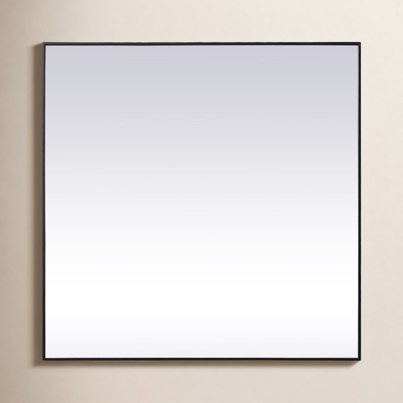 Valparaiso Metal Square Wall Mirror, 48"  x 48" , Black