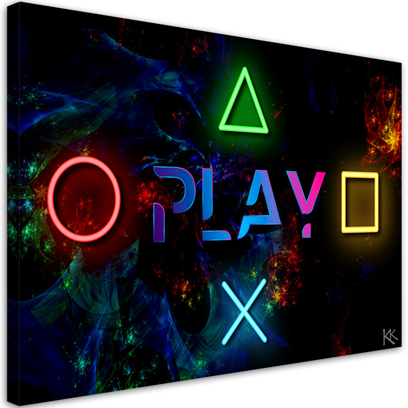 Picturegame Console Gamer Controller - Wrapped Canvas Print, 80cm H x 120cm W