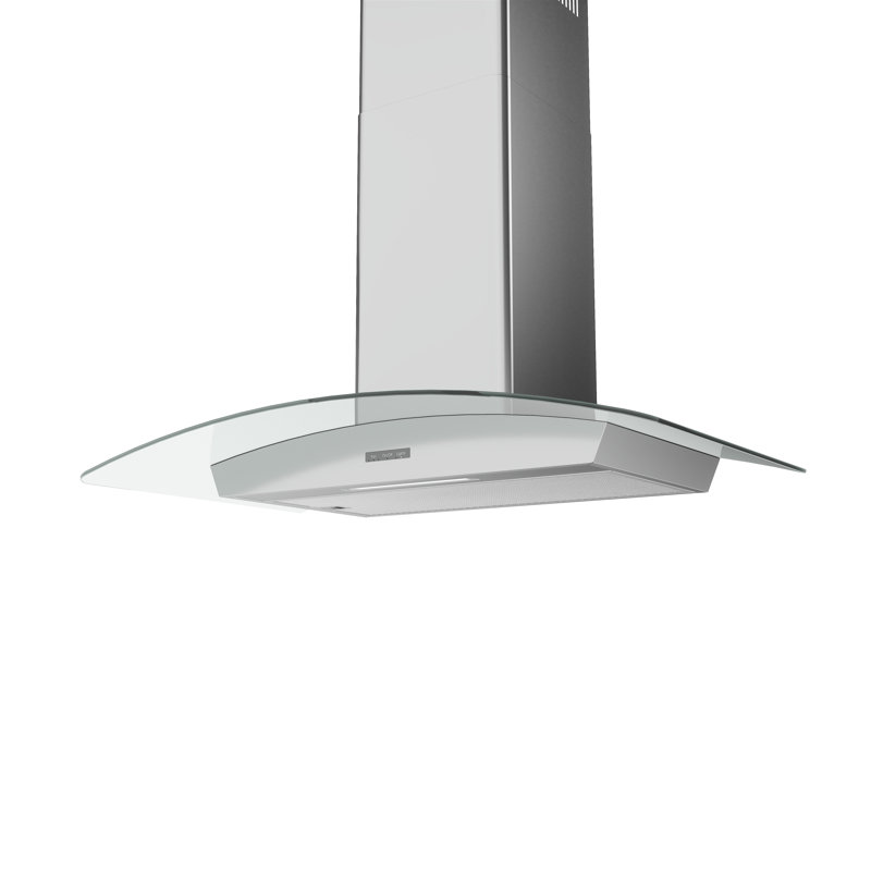 36" Stainless Steel Convertible Wall Mount Range Hood with Glass Canopy