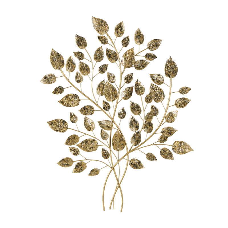Large Gold Metallic Leaf Wall Sculpture