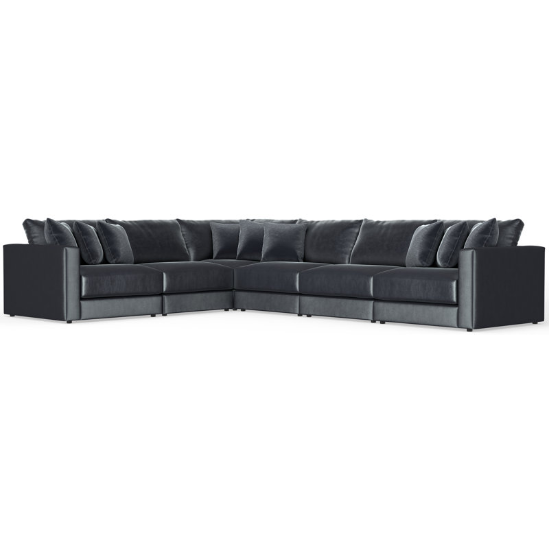 Canapé modulaire 6 pièces Nyrie, Bleu / polyester gris