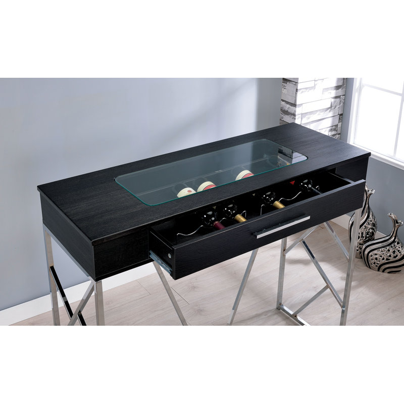 Lade Counter Height Wine Storage Table, Chrome/Black, 18" W x 47"