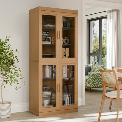 Armoire vitrée antique 72 po x l 31 po avec vitrine antique et tablettes réglables pour le salon, la cuisine et la chambre à coucher
