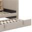 Lit de jour de taille simple recouvert de tissu avec couchette, tablettes de rangement intégrées, points de charge USB-1146444687