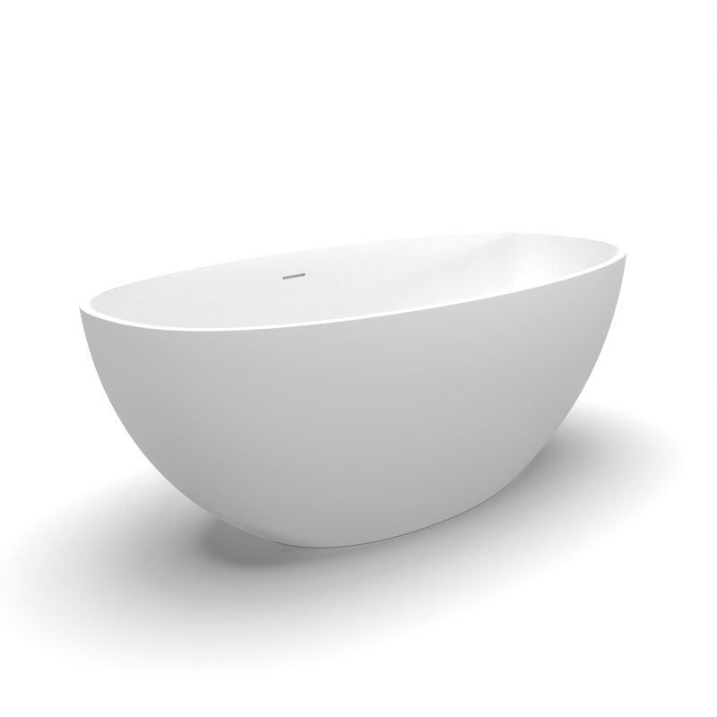 Ergonomic Freestanding Solid Surface Bathtub For Small To Medium Spaces - Modern Matte White
