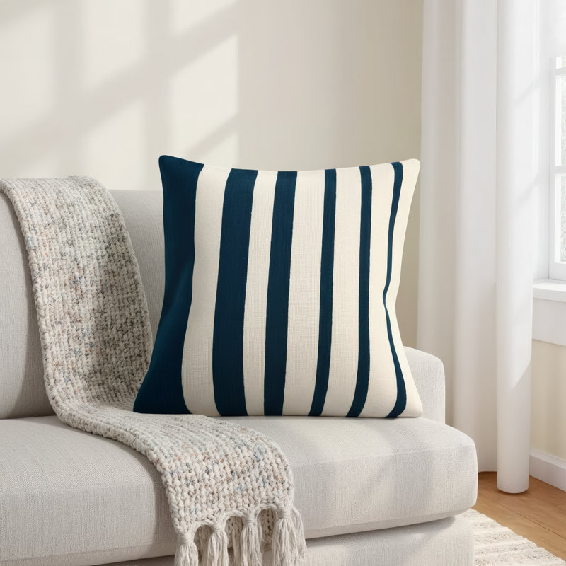 Karka Embroidered Throw Pillow, Navy/Natural