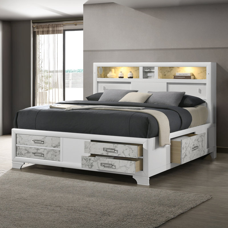 Johni Queen 3Pc Bedroom Set White, Queen, 3 Pcs: Bed,  2 Nightstands
