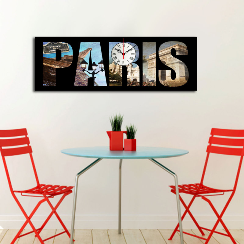 Horloge murale élégante en toile 11,8 po x 35,4 po | Toile 100% suède avec cadre 100% bois (épaisseur: 1,2 po) | Décoration élégante pour le salon, la chambre à coucher et le bureau, design intemporel