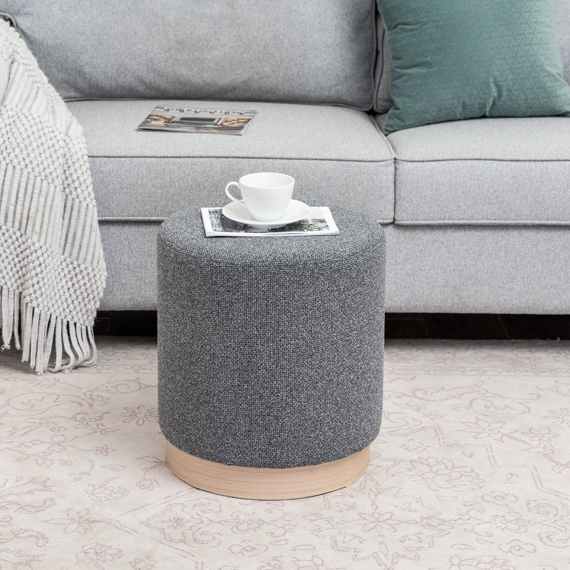 Tabouret de 16 pouces avec repose-pieds pivotant à 360 °, Peluche courte grise