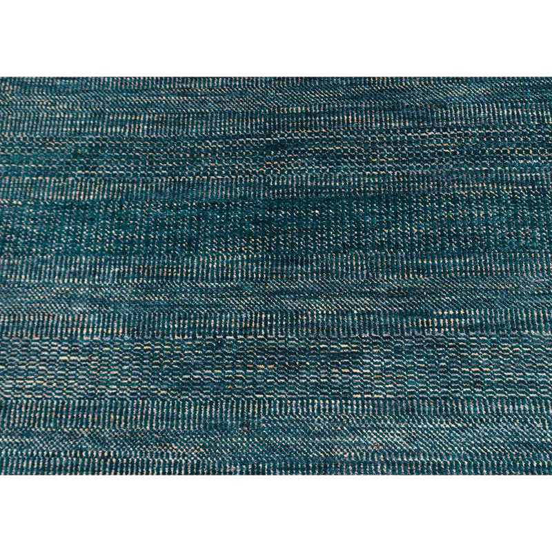 Wool Geometric Area Rug in Green/Charcoal