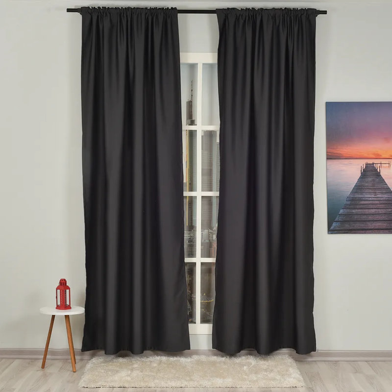 Extra Wide & Extra Long Custom Made Solid Color Room Darkening Single Curtain Panel, 100" W x 192" L, Brown