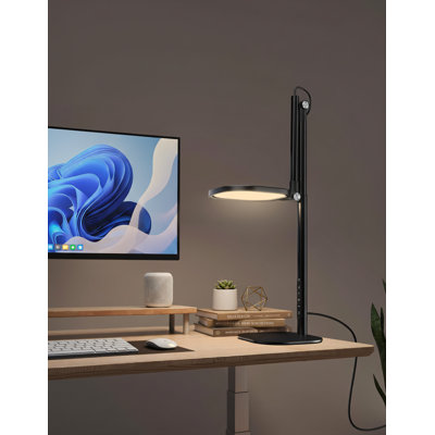 Black Tall LED Desk Lamp With Base, 50 Lighting Modes, Memory Timer, Flexible Adjustment, Suitable For Offices, Meetings, And Studies.