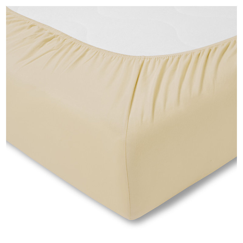 Cotton Blend Jersey Knit Fitted Sheet, 100cm x 200cm, Natural