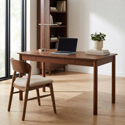 Bureau moderne en bois massif de 47 po avec 2 tiroirs