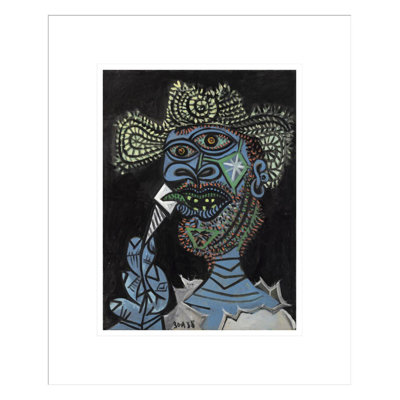 «Man with a Straw Hat and a Ice-glace» par Pablo Picasso - impression giclée encadrée
