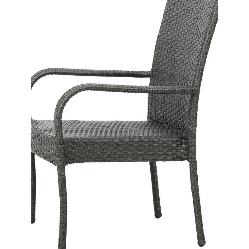 Chaise grise empilable en PE tissée de 4 personnes, durable, durable, compacte et facile à installer, combinant des éléments modernes et classiques, empilable pour le rangement
