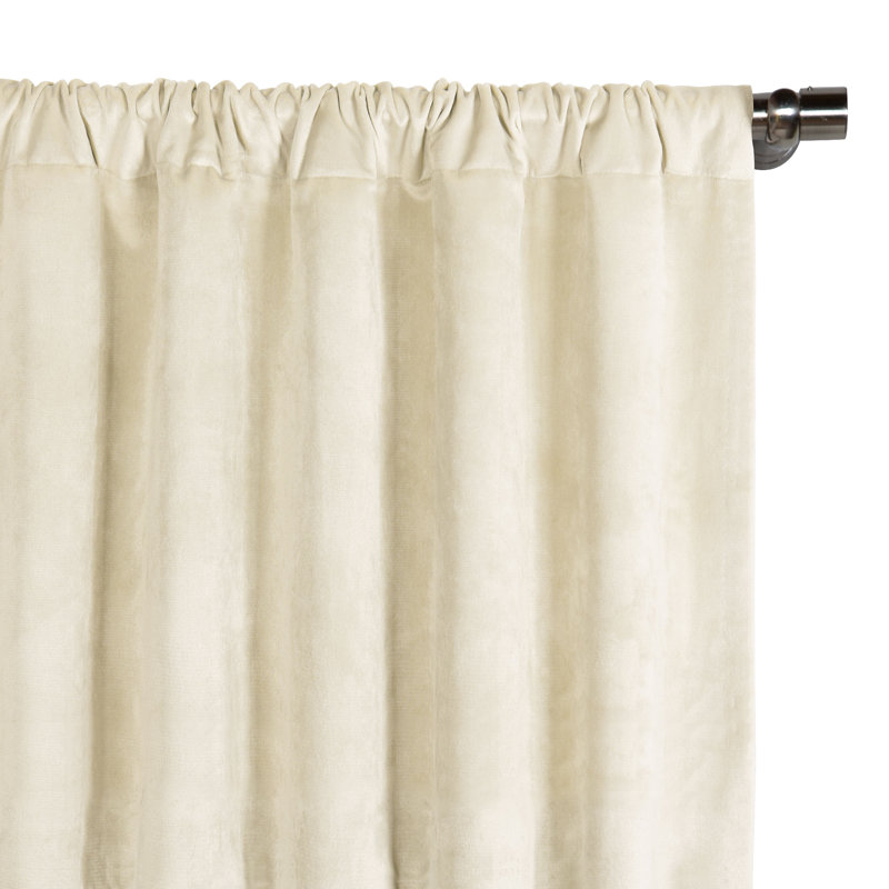 Nellis Plush Velvet Room Darkening Curtain, 48" W x 84" L, Ivory