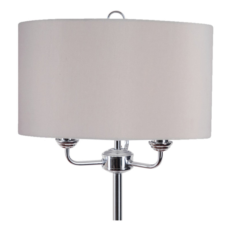Dunn 154cm Traditional Floor Lamp, Grey, Chrome
