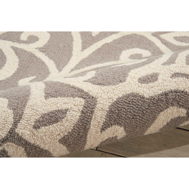 Tapis taupe / ivoire en laine crocheté à la main Hockenberry, Rectangle 3 pi 9 po x 5 pi 9 po