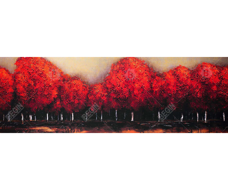Red Dark Trees Canvas | Contemporary Bedroom Wall Art Decor