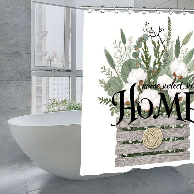Rideaux de douche en coton et verdure, 71 x 71