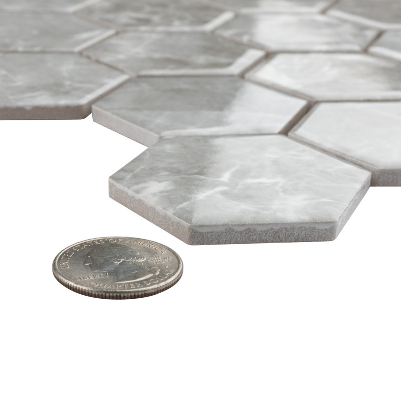 Flo 2" x 2" Porcelain Mosaic Honeycomb Wall & Floor Tile