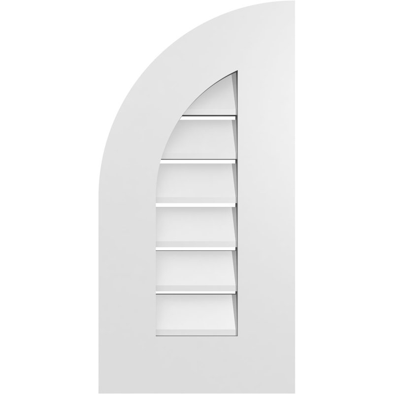 Quarter Round Left Surface Mount Signature Urethane Functional Gable Vent, Primed Tan, 40" H x 24" W x 2" D