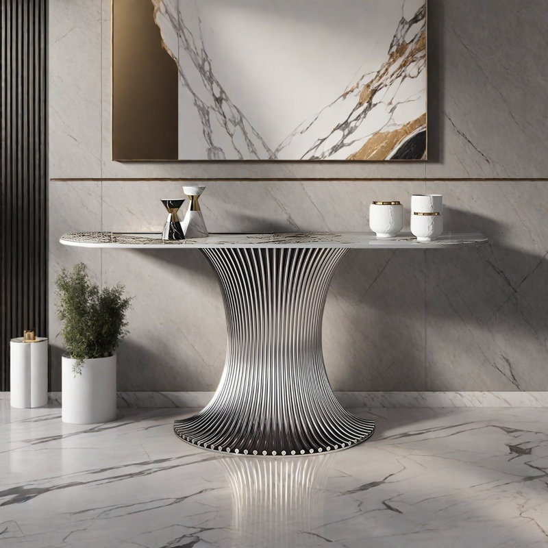 Console Modern Luxury Art, Or champagne, H 33,46 po x l 70,87 po x P 15,75 po