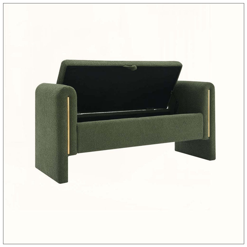Banc de bout avec accoudoirs et rangement Modern, Olive Green