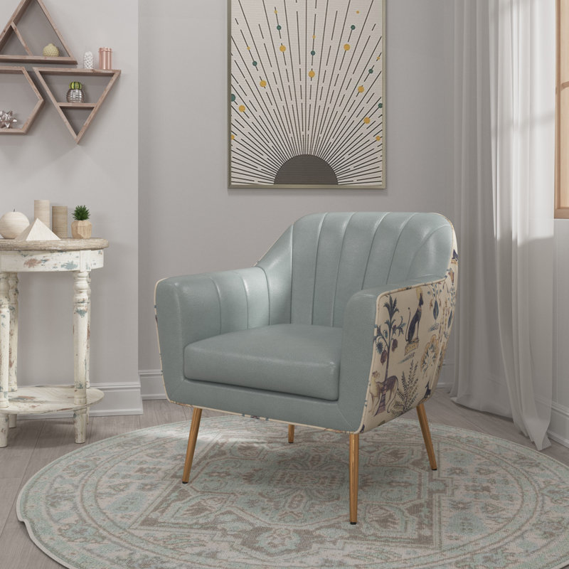 Dressler Upholstered Armchair, Blue Nile Faux Leather