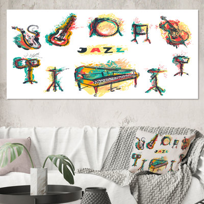 Affiche Jazz Music Party avec instruments de musique - reproduction sur toile