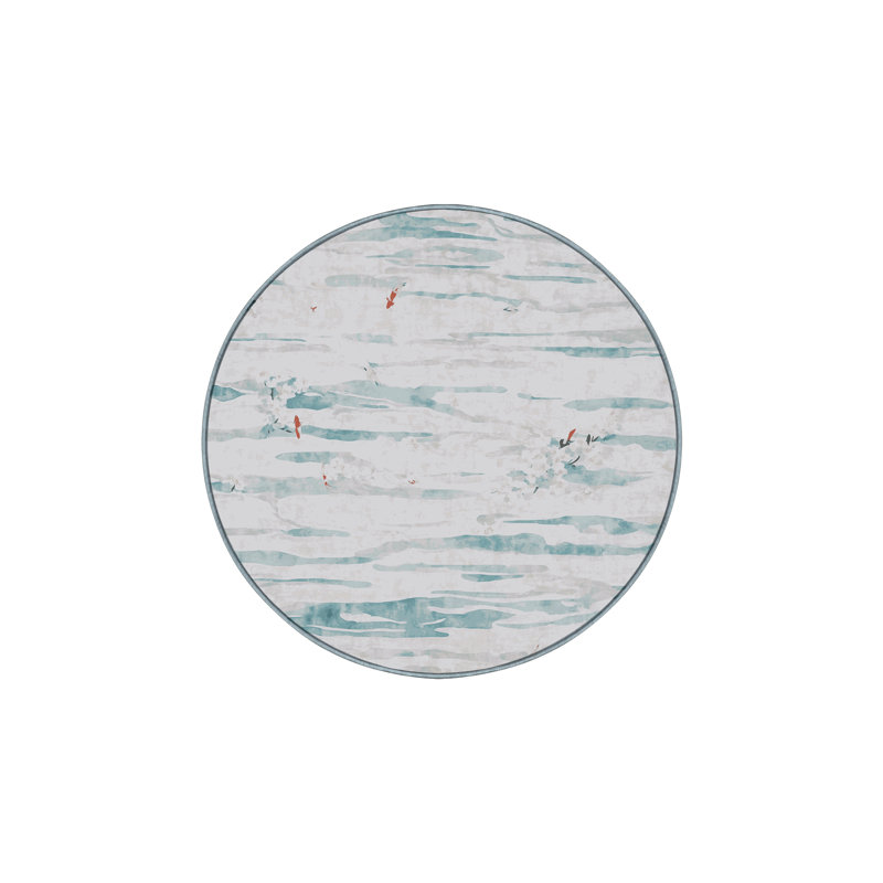Machine Washable Blue Area Rug, Round 3'