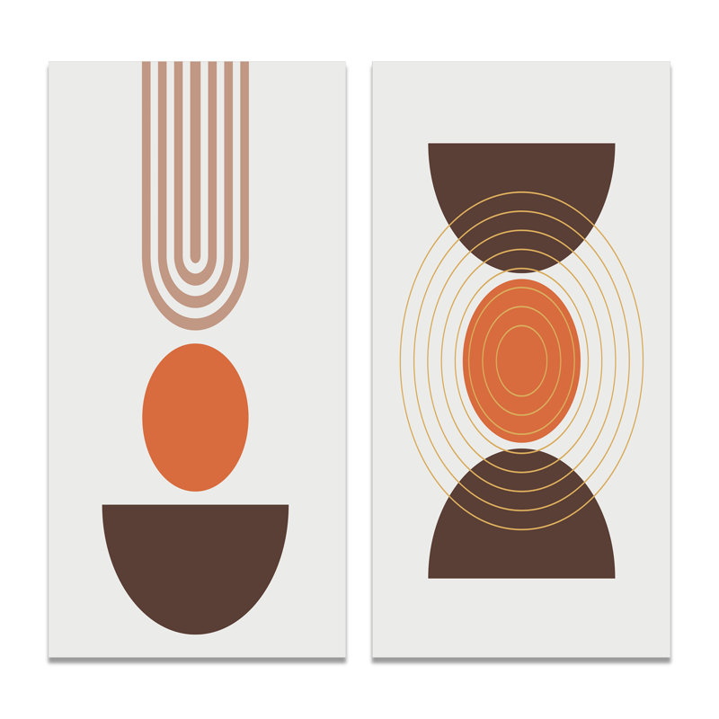 Minimalistic Creative Designs in Retro Colors VII - Ensemble de 2 peintures, Toile tendue, H 20 po x l 24 po x P 1 po