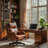 Heeg Traditional 42.5"H Genuine Leather Swivel Tilting Office Chair with Adjustable Headrest and Solid Wood Legs-1489159052
