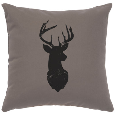 Coussin Wooded River Image - Silhouette de cerf - Coton chrome