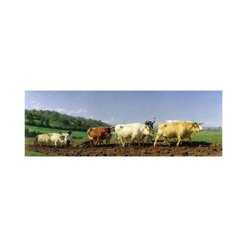 Ploughing In Nivernais, 1849 (Musee D'orsay) by Rosa Bonheur - Wrapped Canvas Panoramic Print, 30.48 cm H x 91.44 cm W