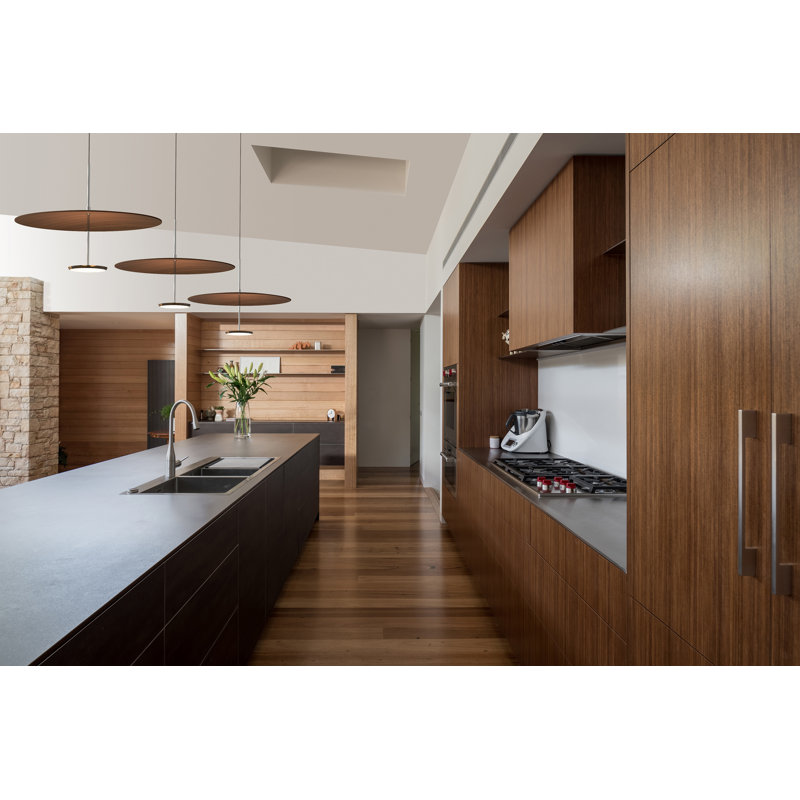 Sky Dome 1 - Light LED Pendant, 17.5" H x 24" W x 24" D, Walnut, Matte Black