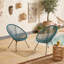 Ensemble de 2 chaises de jardin en rotin PE et acier, avec assise tressée façon hamac et pieds inclinés, pour terrasse.-1394685948