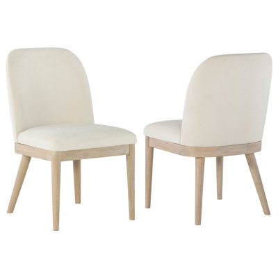 Solano Polyester Fabric Dining Chair with Curved Back, Beige (Set of 2)