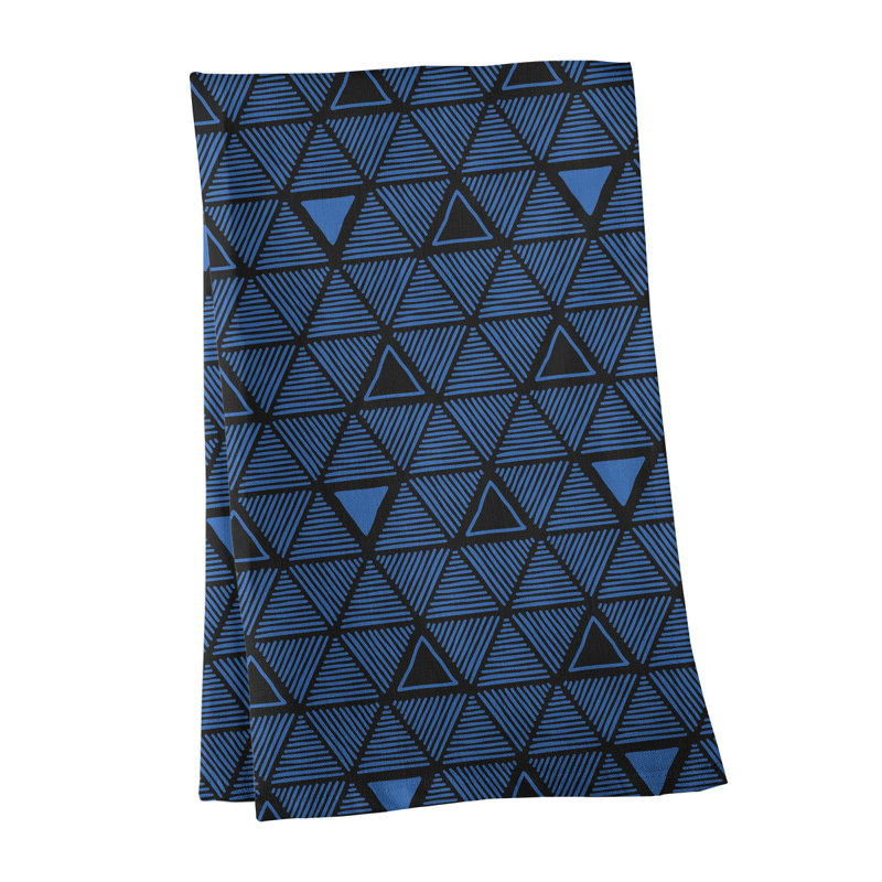 Jordao Tea Towel Kitchen Towel, Black/Cerulean, Cotton Twill