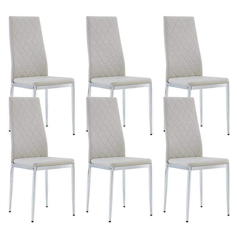 Danysha Faux Leather High Back Upholstered Dining Chair, 6, Gray