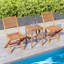 Ensemble de 4 chaises de jardin avec dossier haut et siège à lattes en forme de X, couleur naturelle