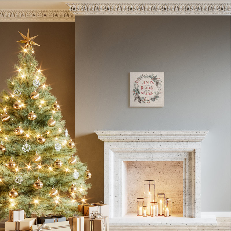Couronne de Noël Jésus Raison de la saison des Fêtes, Toile tendue, H 17 po x l 17 po